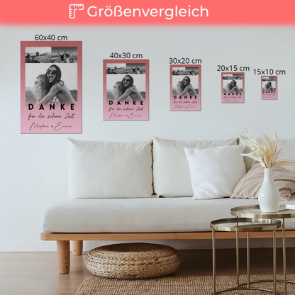 Beste Freundin Geschenk mit 3 Fotos Danke Für Die Schöne Zeit personalisiertes Poster