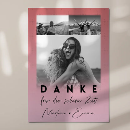 Beste Freundin Geschenk mit 3 Fotos Danke Für Die Schöne Zeit personalisiertes Poster