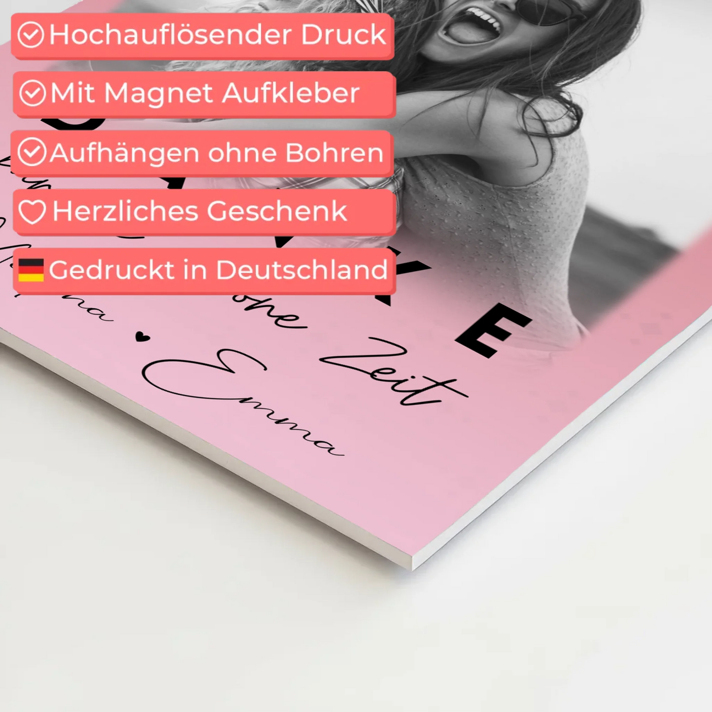 Beste Freundin Geschenk mit 3 Fotos Danke Für Die Schöne Zeit personalisiertes Poster
