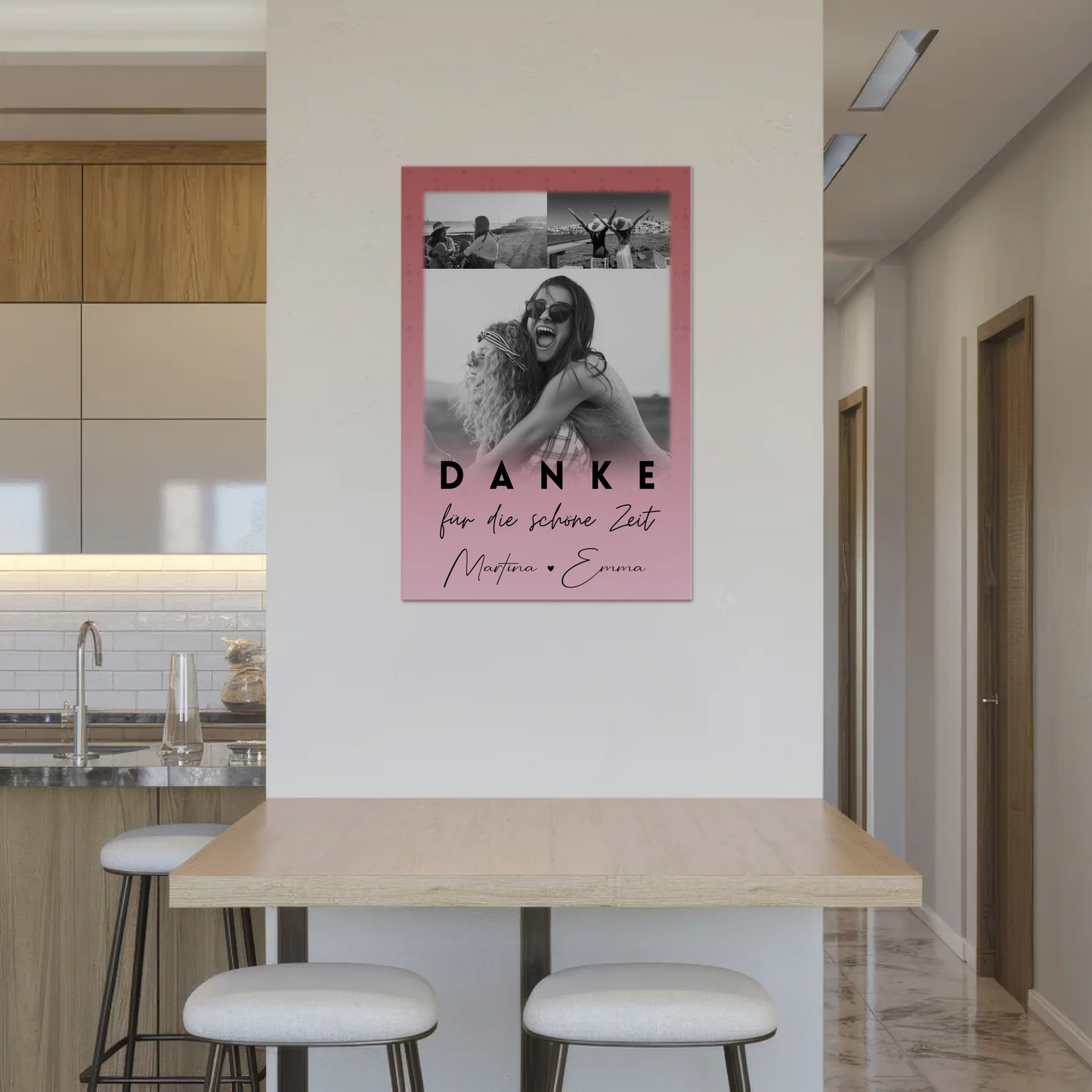 Beste Freundin Geschenk mit 3 Fotos Danke Für Die Schöne Zeit personalisiertes Poster