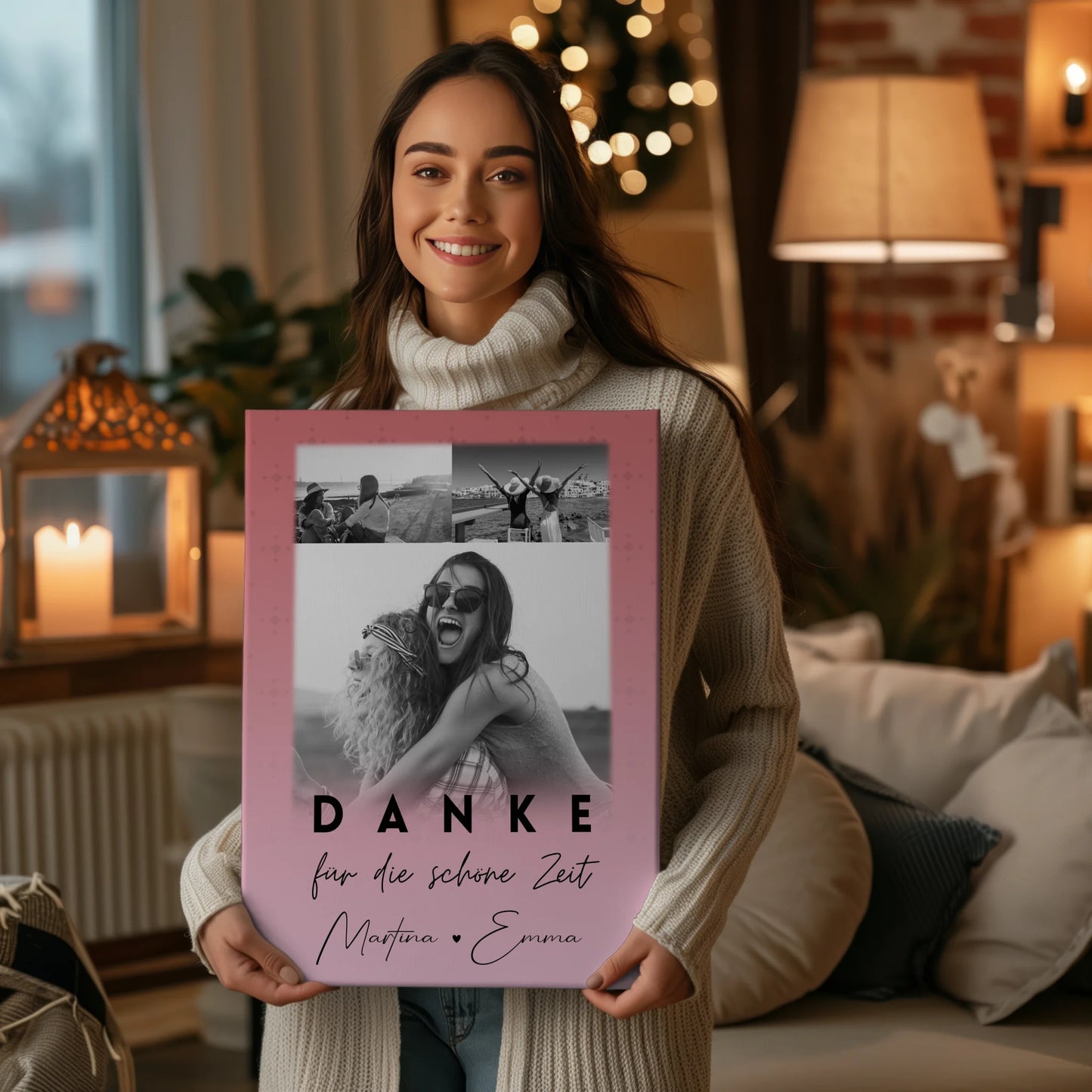 Personalisierte Geschenk beste Freundin mit 3 Fotos Danke Für Die Schöne Zeit 2