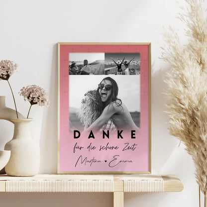 Poster beste Freundin Danke Für Die Schöne Zeit personalisierbar 3 Fotos