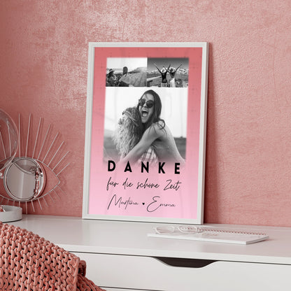 Poster beste Freundin Danke Für Die Schöne Zeit personalisierbar 3 Fotos