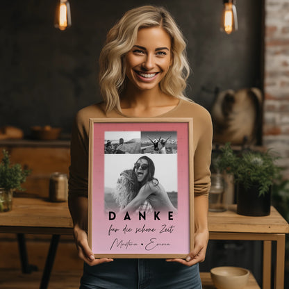 Poster beste Freundin Danke Für Die Schöne Zeit personalisierbar 3 Fotos