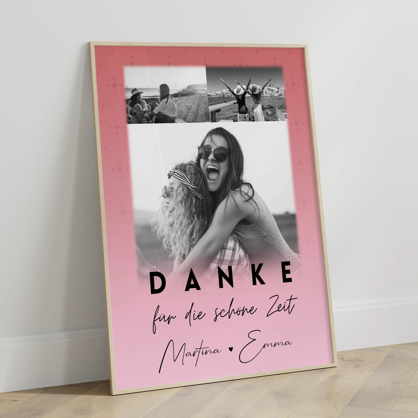 Poster beste Freundin Danke Für Die Schöne Zeit personalisierbar 3 Fotos