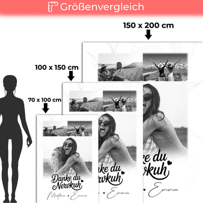 Beste Freundin Decke mit 3 Fotos Danke du Nervkuh personalisiertes Geschenk 5