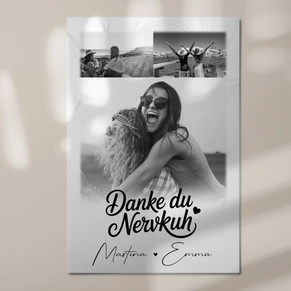 Fotoboard Beste Freundin 3 Fotos Danke du Nervkuh personalisiertes Geschenk Idee 1