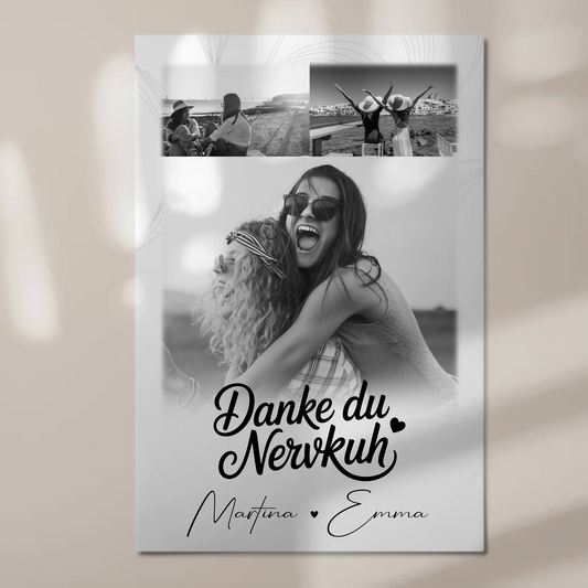 Fotoboard Beste Freundin 3 Fotos Danke du Nervkuh personalisiertes Geschenk Idee 1