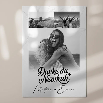 Fotoboard Beste Freundin 3 Fotos Danke du Nervkuh personalisiertes Geschenk Idee