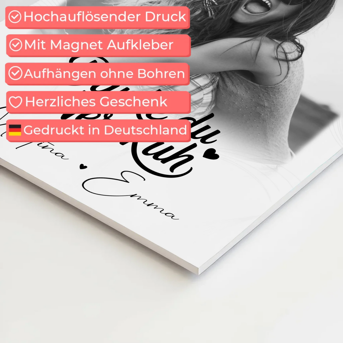 Fotoboard Beste Freundin 3 Fotos Danke du Nervkuh personalisiertes Geschenk Idee