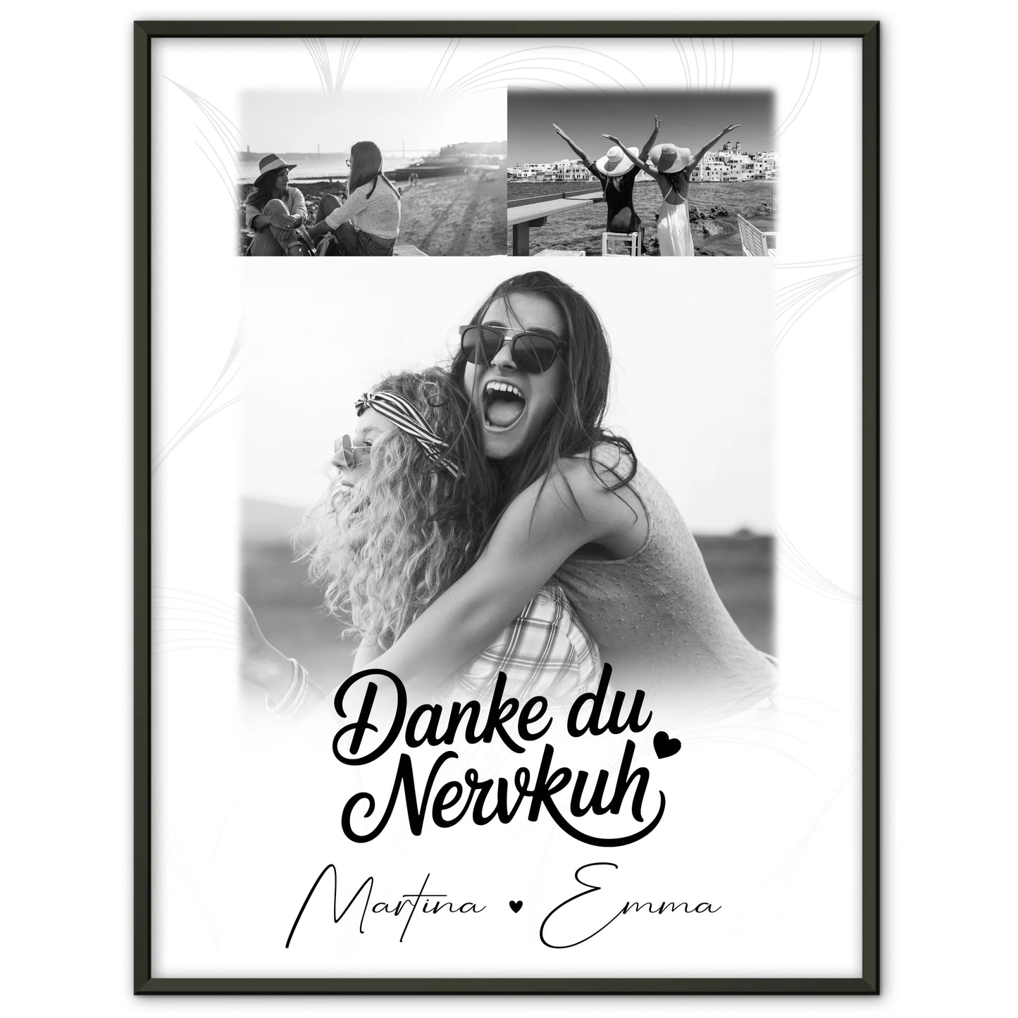 Personalisierbares Poster beste Freundin Geschenk mit 3 Fotos Danke du Nervkuh