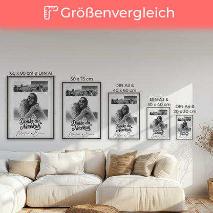 Personalisierbares Poster beste Freundin Geschenk mit 3 Fotos Danke du Nervkuh