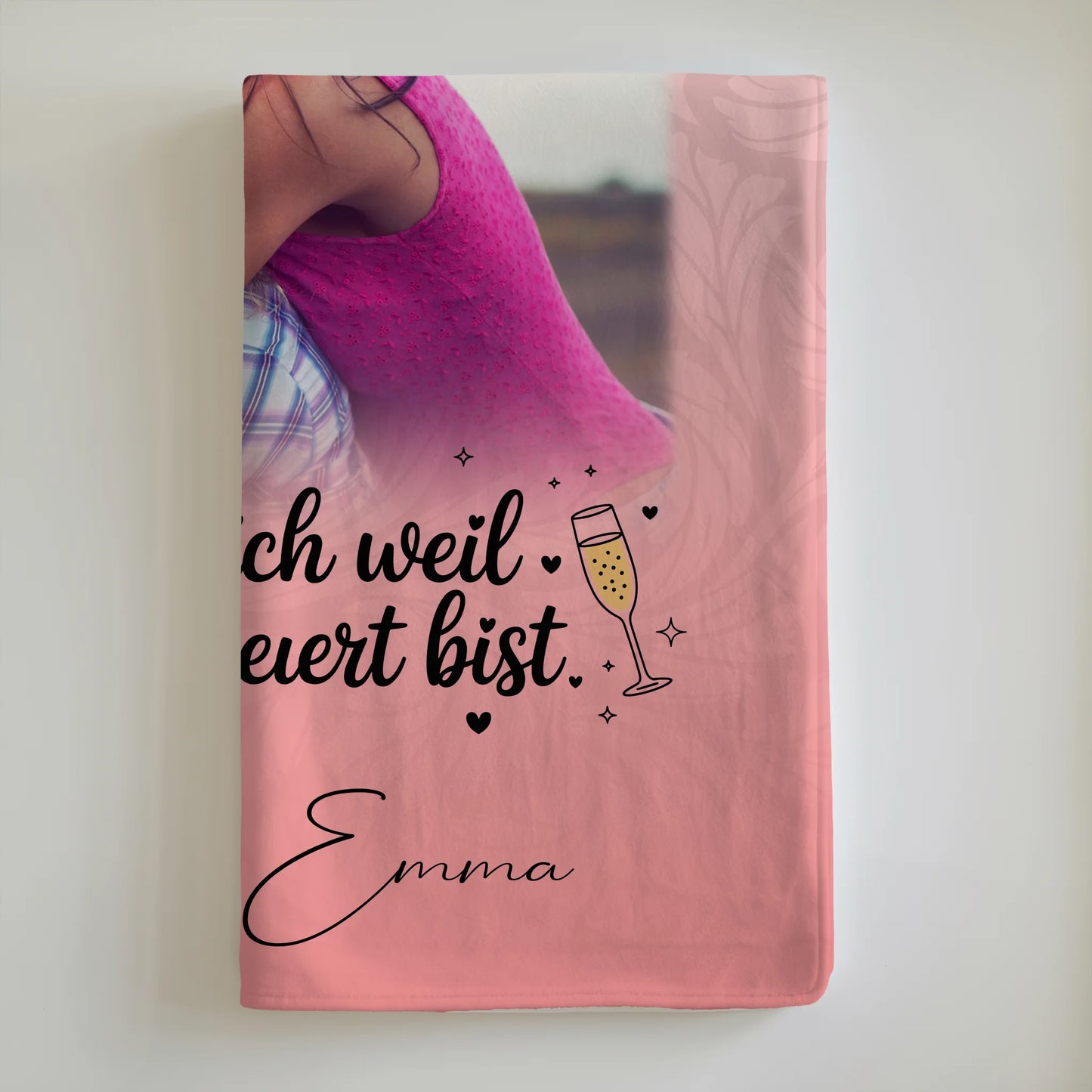 Personalisierte Decke Freundin mit 4 Fotos und Text Du bist bescheuert Geschenkidee 6