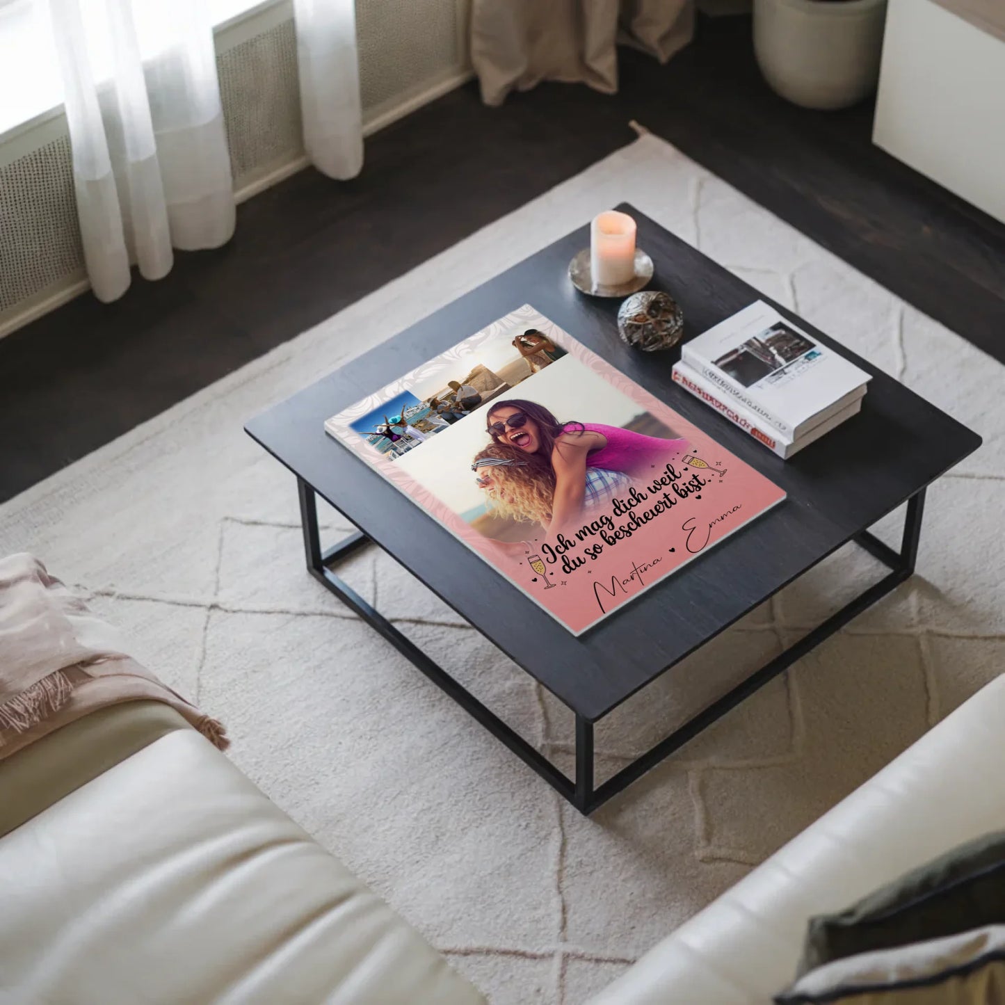 Freundinnen Bild Personalisiert Fotoboard mit 4 Fotos Du bist bescheuert Geschenkidee 3