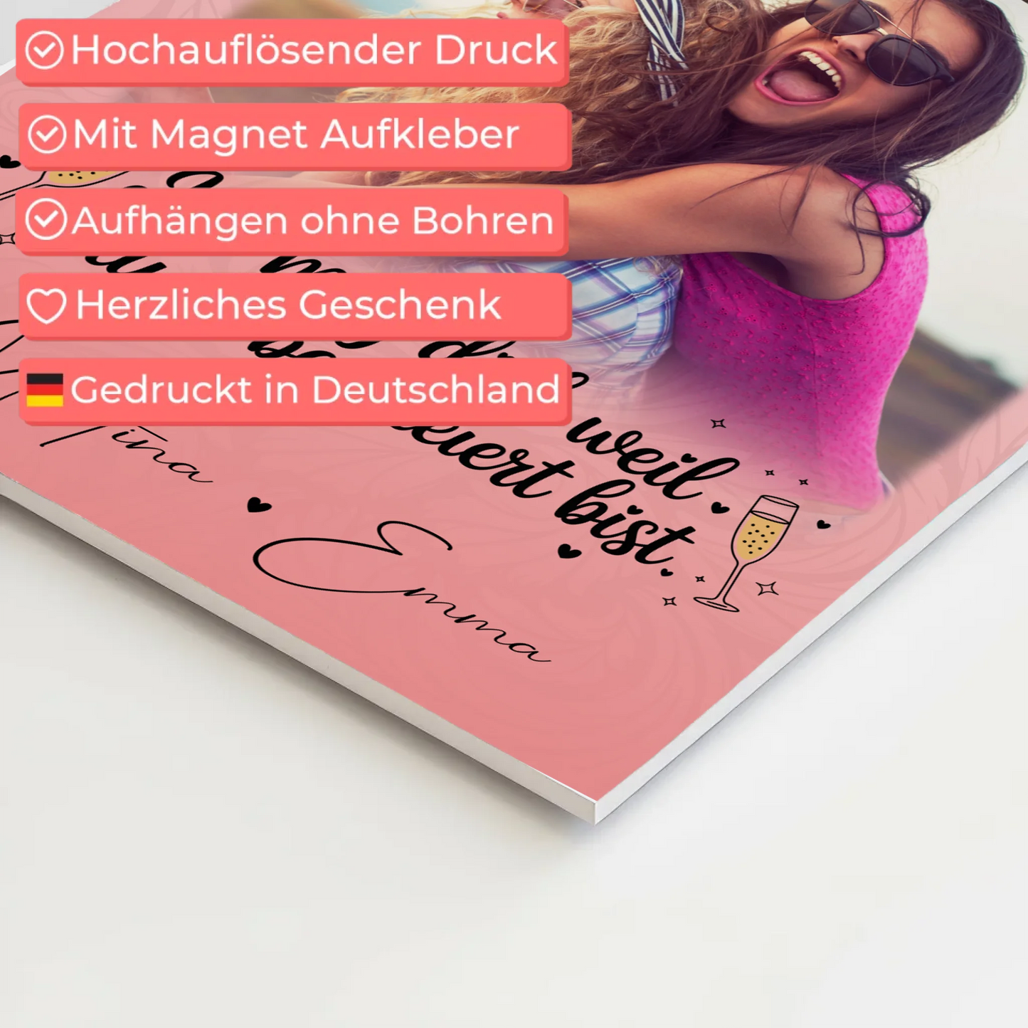 Freundinnen Bild Personalisiert Fotoboard mit 4 Fotos Du bist bescheuert Geschenkidee 4