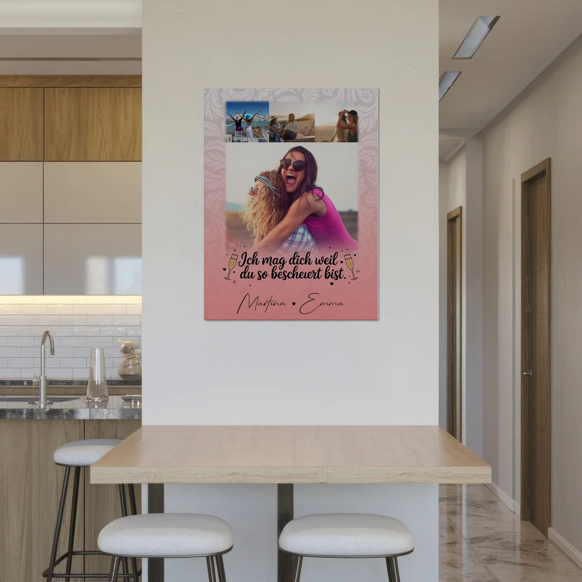 Freundinnen Bild Personalisiert Fotoboard mit 4 Fotos Du bist bescheuert Geschenkidee 8