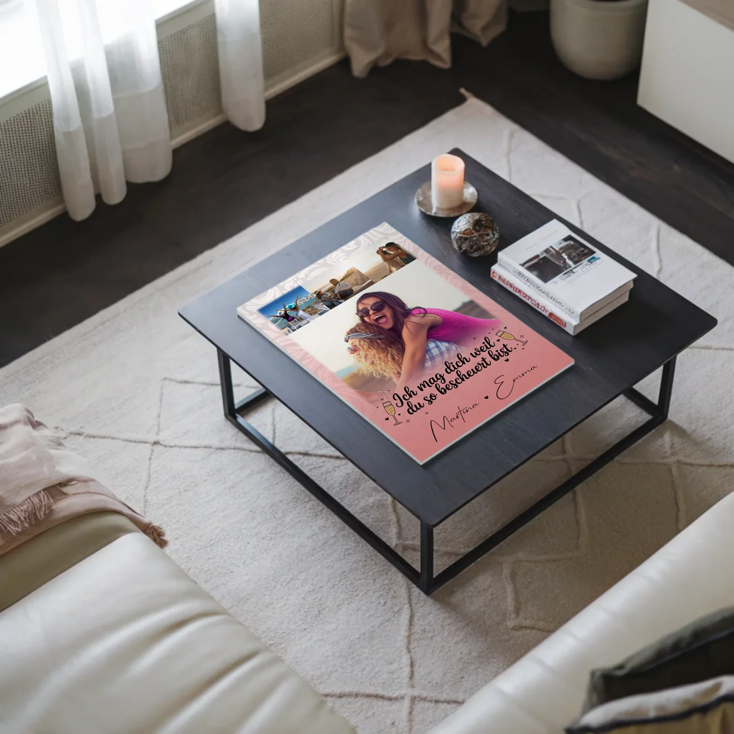Freundinnen Bild Personalisiert Fotoboard mit 4 Fotos Du bist bescheuert Geschenkidee