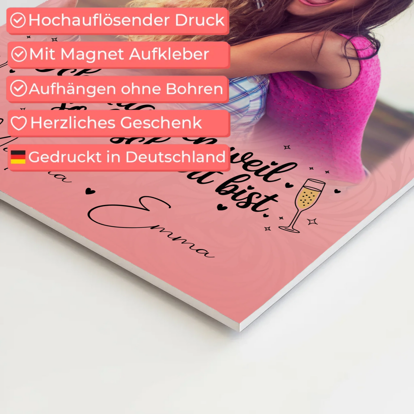 Freundinnen Bild Personalisiert Fotoboard mit 4 Fotos Du bist bescheuert Geschenkidee