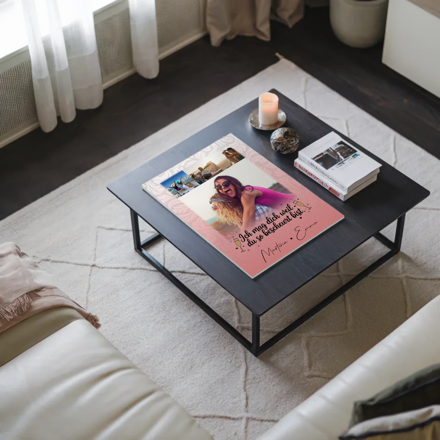 Freundinnen Bild Personalisiert Fotoboard mit 4 Fotos Du bist bescheuert Geschenkidee