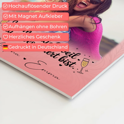 Freundinnen Bild Personalisiert Fotoboard mit 4 Fotos Du bist bescheuert Geschenkidee