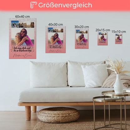 Freundinnen Bild Personalisiert Fotoboard mit 4 Fotos Du bist bescheuert Geschenkidee