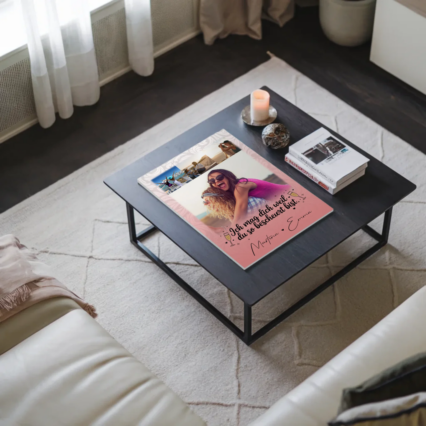 Freundinnen Bild Personalisiert Fotoboard mit 4 Fotos Du bist bescheuert Geschenkidee