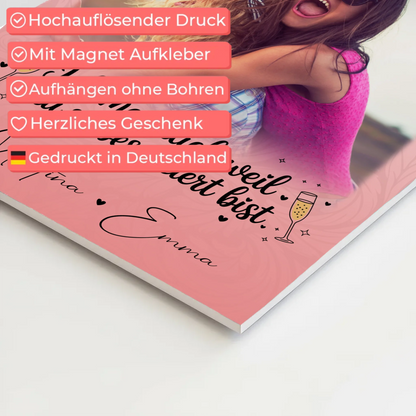 Freundinnen Bild Personalisiert Fotoboard mit 4 Fotos Du bist bescheuert Geschenkidee