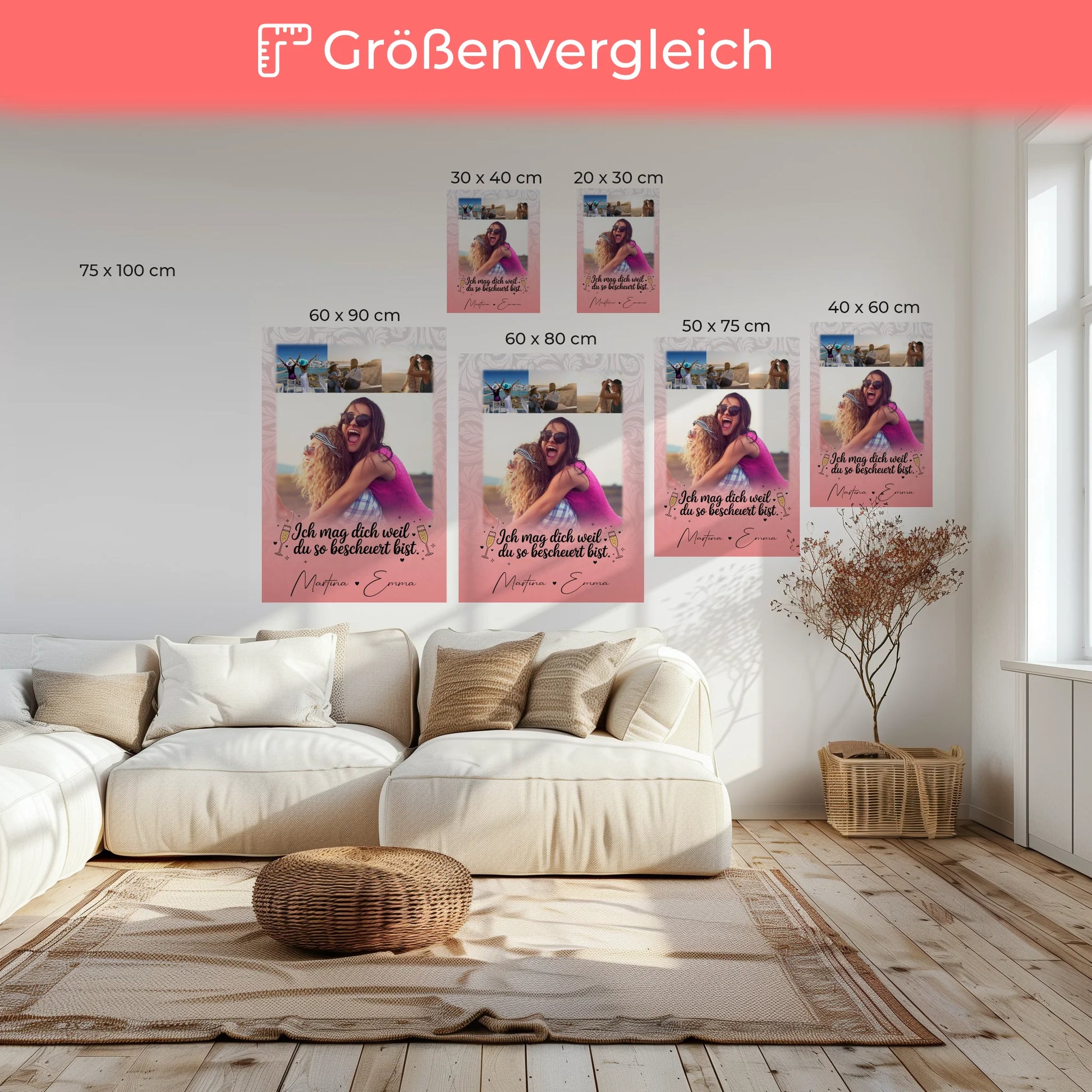 Personalisierte Leinwand Für Beste Freundin mit 4 Fotos Du bist bescheuert Geschenk 6