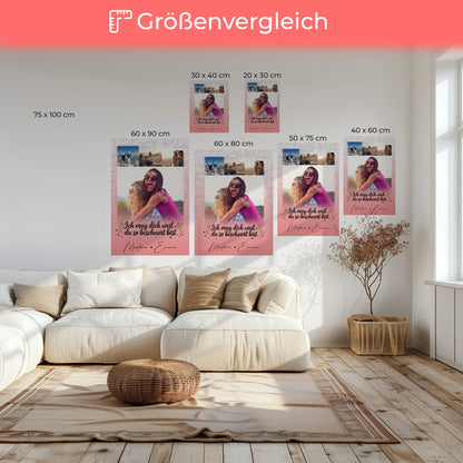 Personalisierte Leinwand Für Beste Freundin mit 4 Fotos Du bist bescheuert Geschenk 6