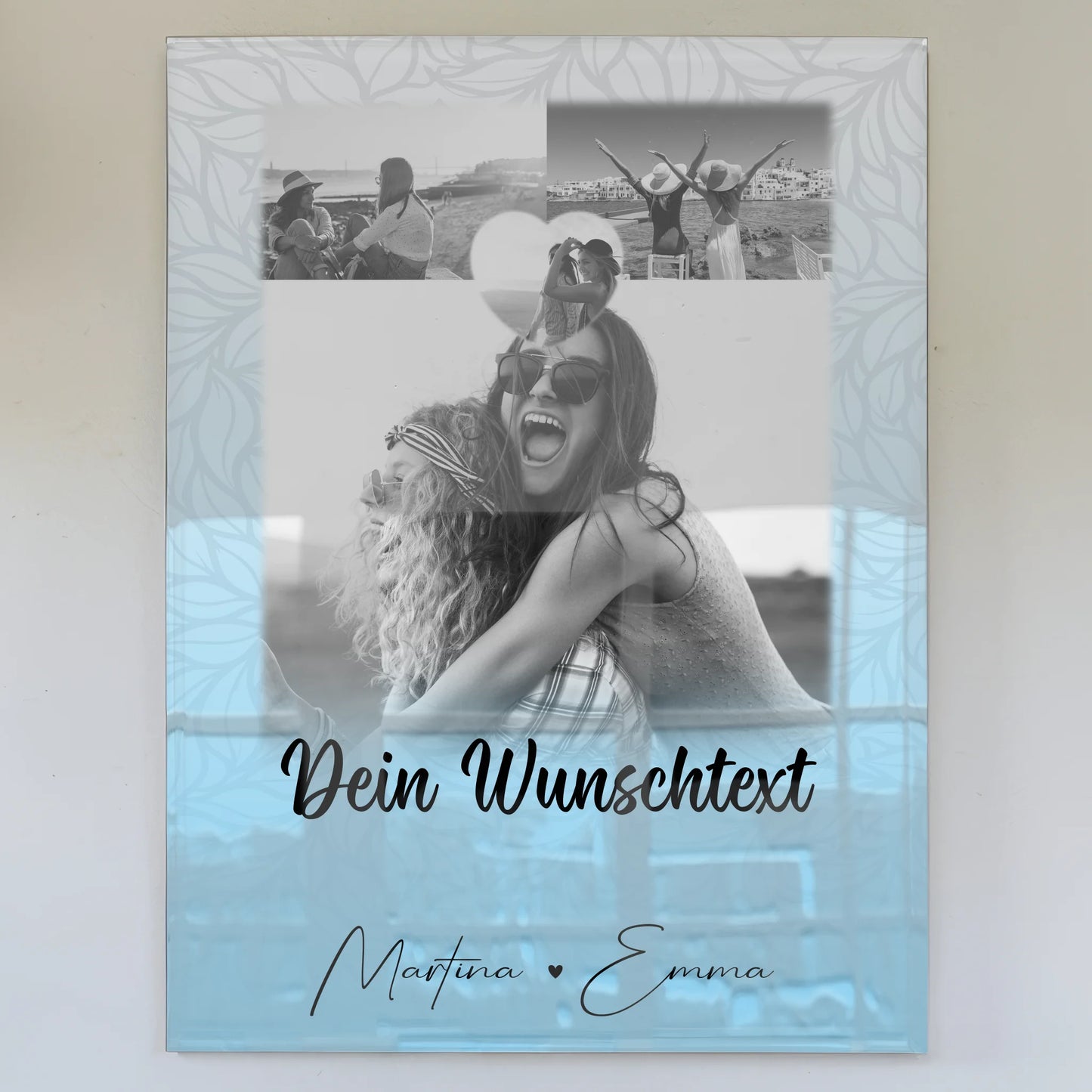 Beste Freundin Geschenk mit 3 Fotos 1 Herz Foto und Wunschtext personalisiert