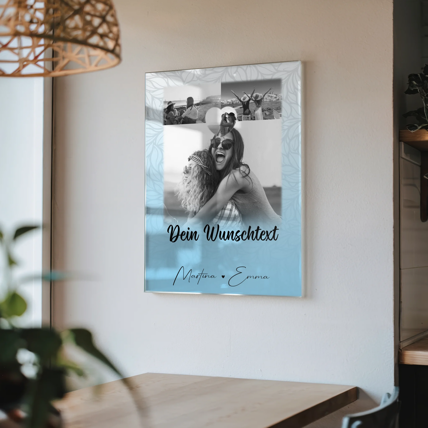 Beste Freundin Geschenk mit 3 Fotos 1 Herz Foto und Wunschtext personalisiert