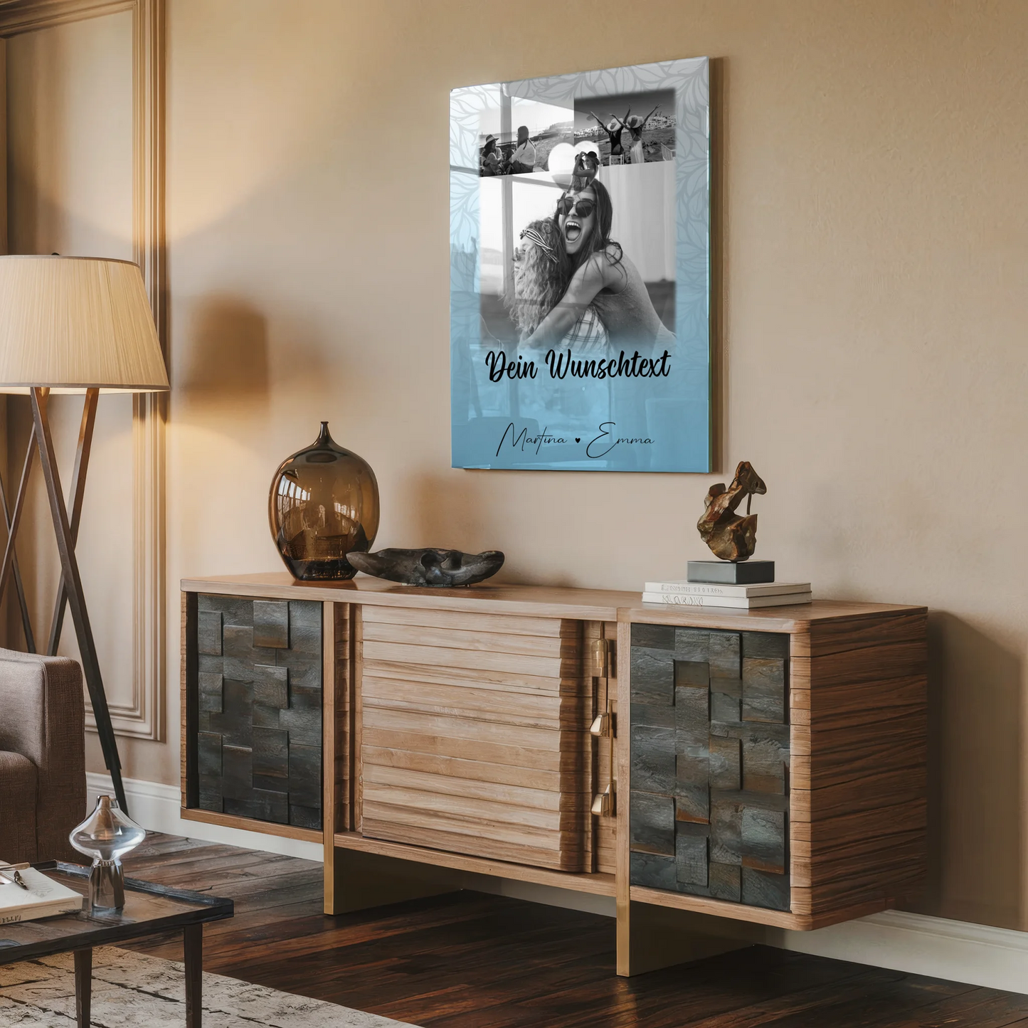 Beste Freundin Geschenk mit 3 Fotos 1 Herz Foto und Wunschtext personalisiert