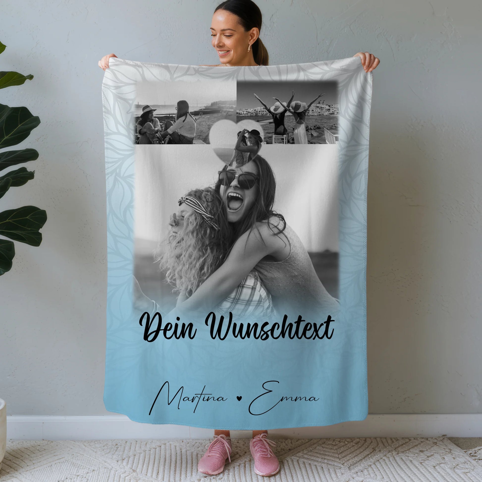 Decke mit Foto beste Freundin 3 Fotos und Wunschtext personalisiert 1