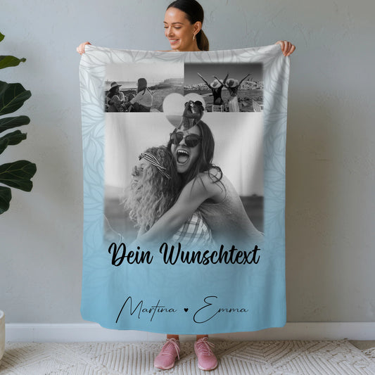 Decke mit Foto beste Freundin 3 Fotos und Wunschtext personalisiert 1