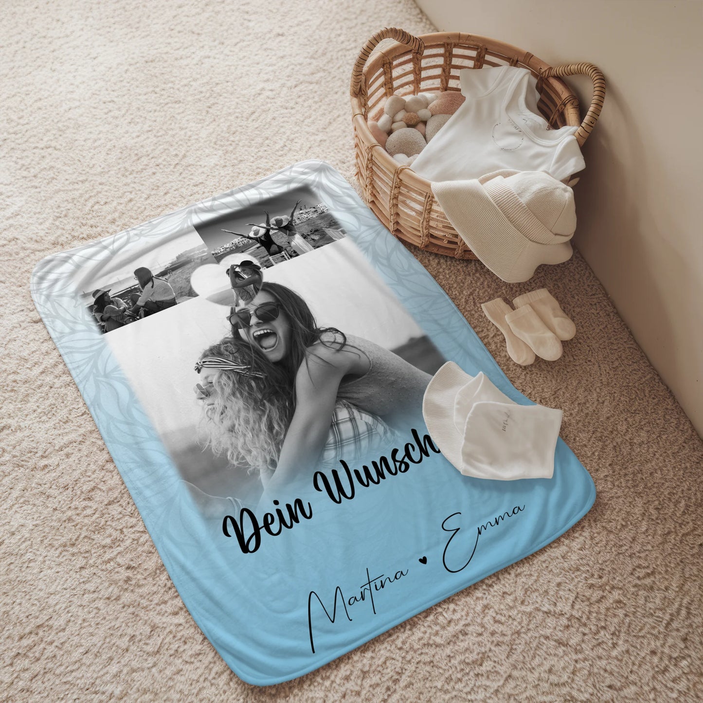 Decke mit Foto beste Freundin 3 Fotos und Wunschtext personalisiert 2