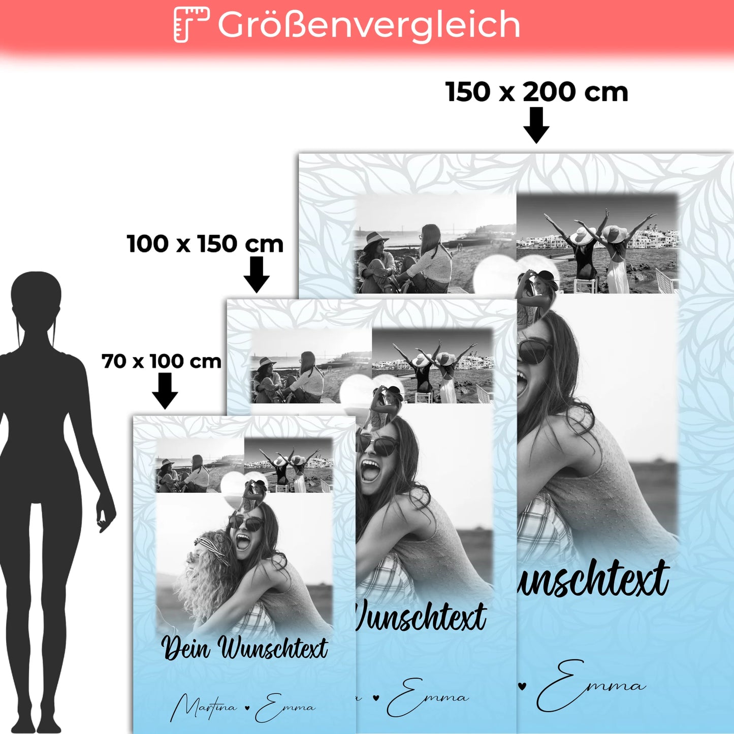 Decke mit Foto beste Freundin 3 Fotos und Wunschtext personalisiert 5