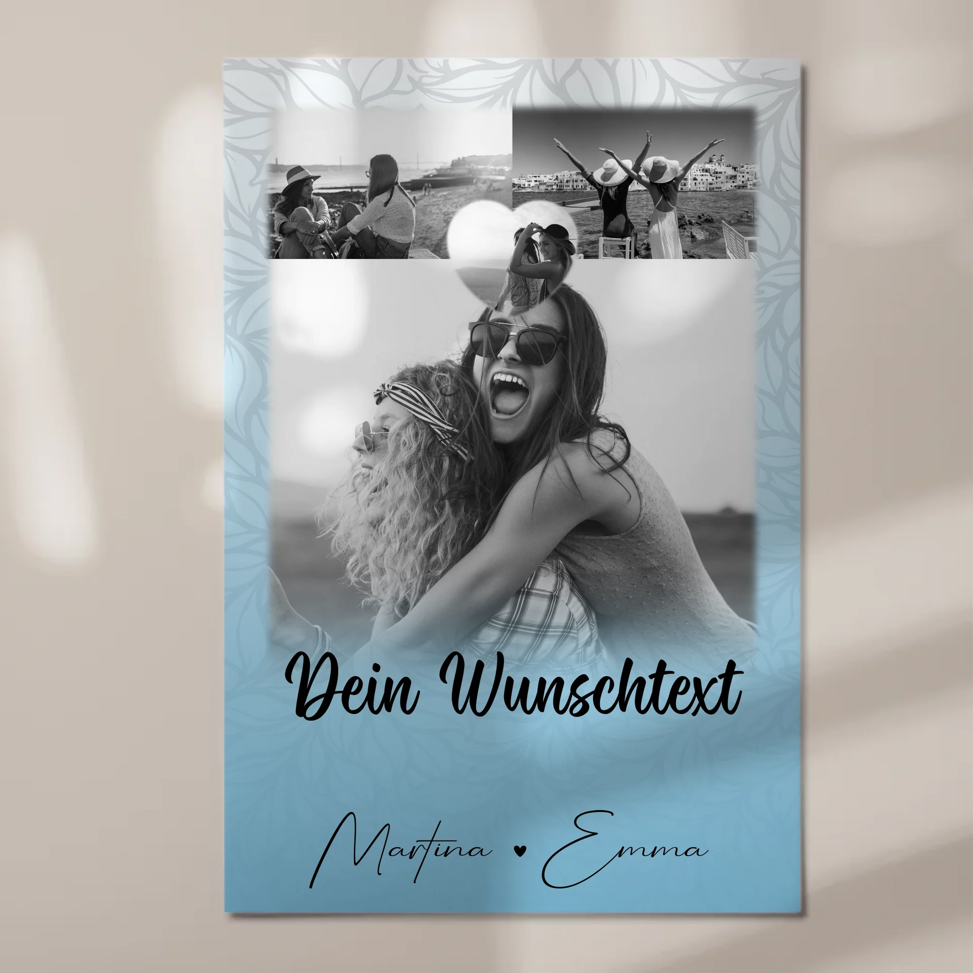 Fotoboard Beste Freundinnen 3 Fotos 1 Herz Foto und Wunschtext personalisiert 1