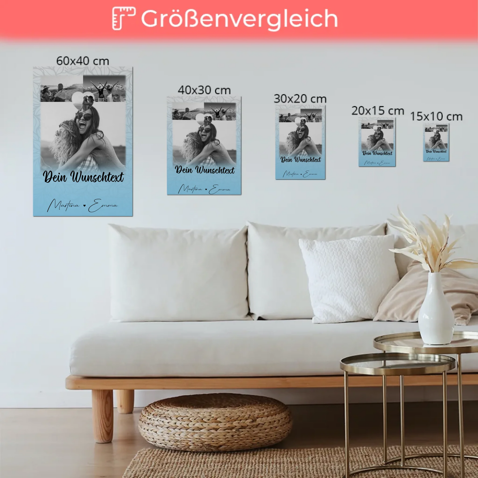 Fotoboard Beste Freundinnen 3 Fotos 1 Herz Foto und Wunschtext personalisiert 6