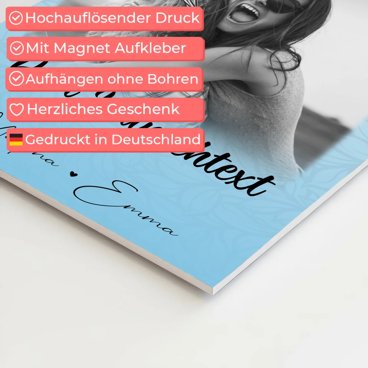 Fotoboard Beste Freundinnen 3 Fotos 1 Herz Foto und Wunschtext personalisiert