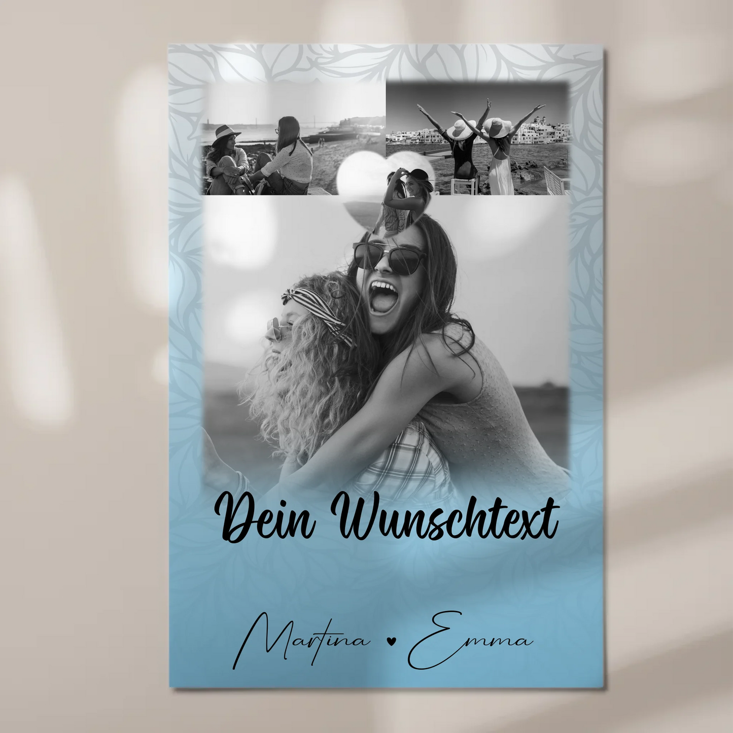 Fotoboard Beste Freundinnen 3 Fotos 1 Herz Foto und Wunschtext personalisiert