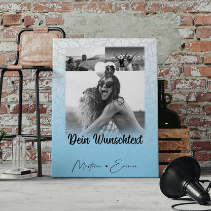 Leinwand Bild Freundinnen Personalisiert mit 3 Fotos Herz Wunschtext 4