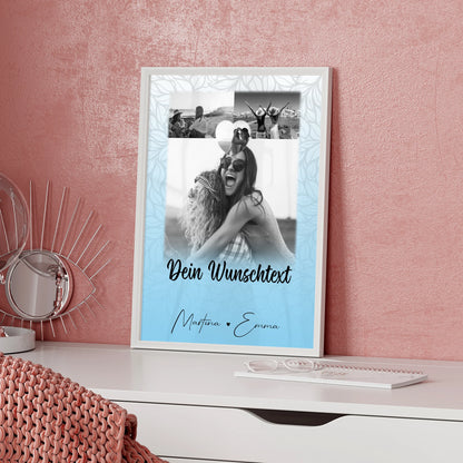 Freundinnen Bild Personalisiert mit 3 Fotos 1 Herz Foto und Wunschtext