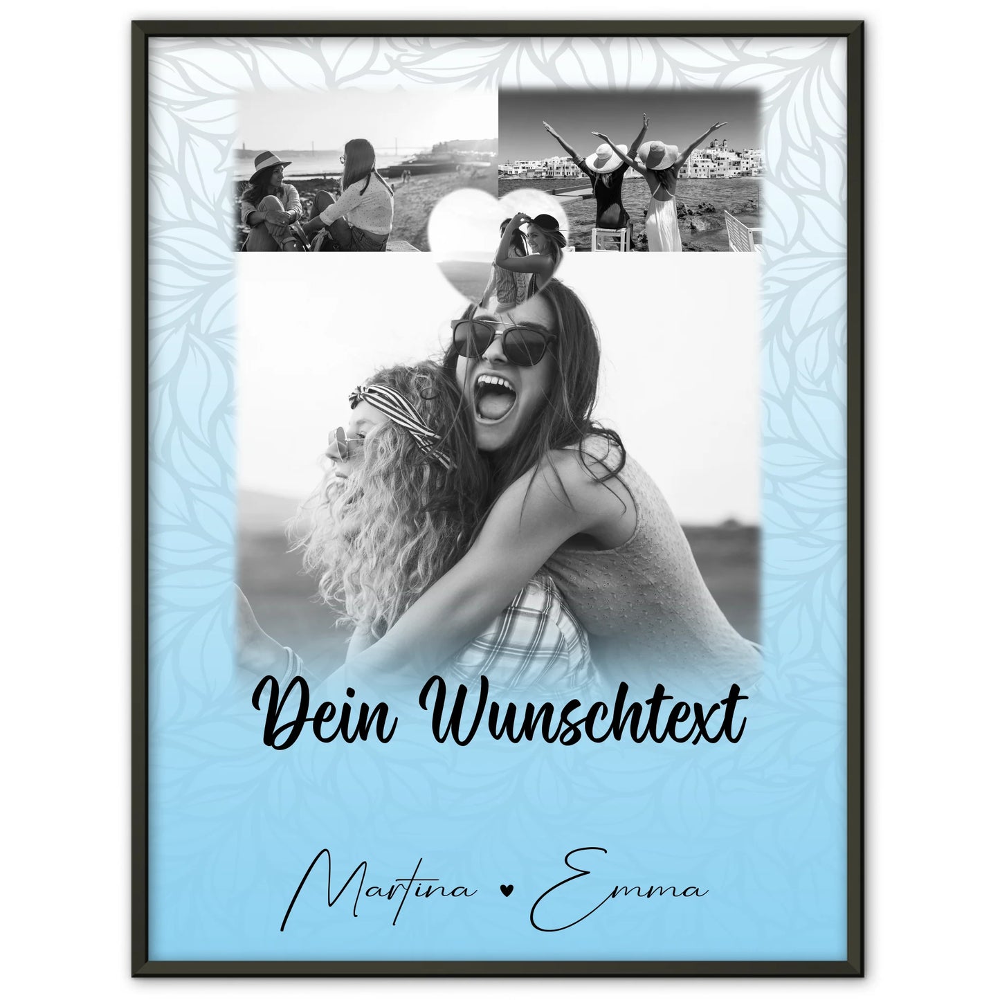 Freundinnen Bild Personalisiert mit 3 Fotos 1 Herz Foto und Wunschtext