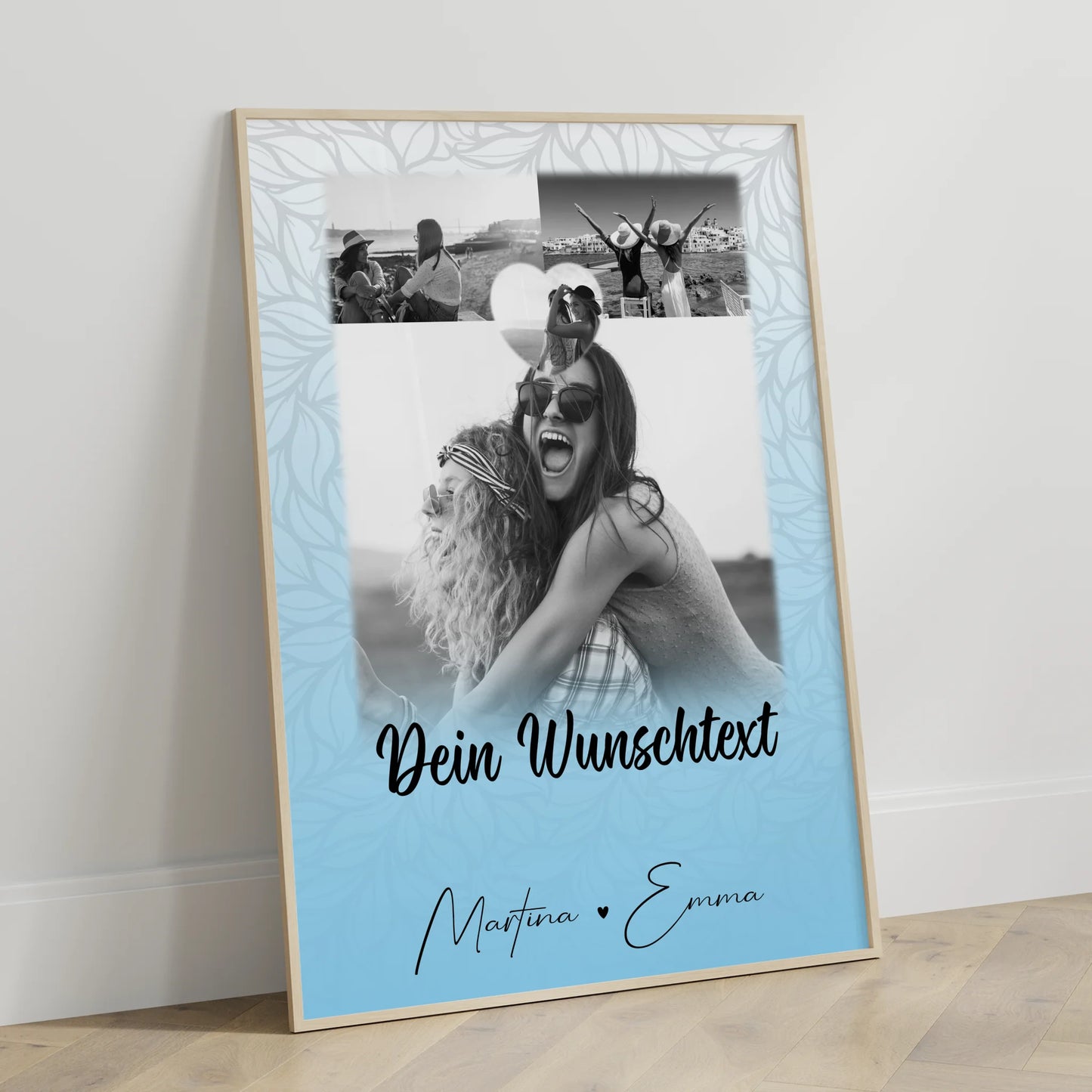 Freundinnen Bild Personalisiert mit 3 Fotos 1 Herz Foto und Wunschtext