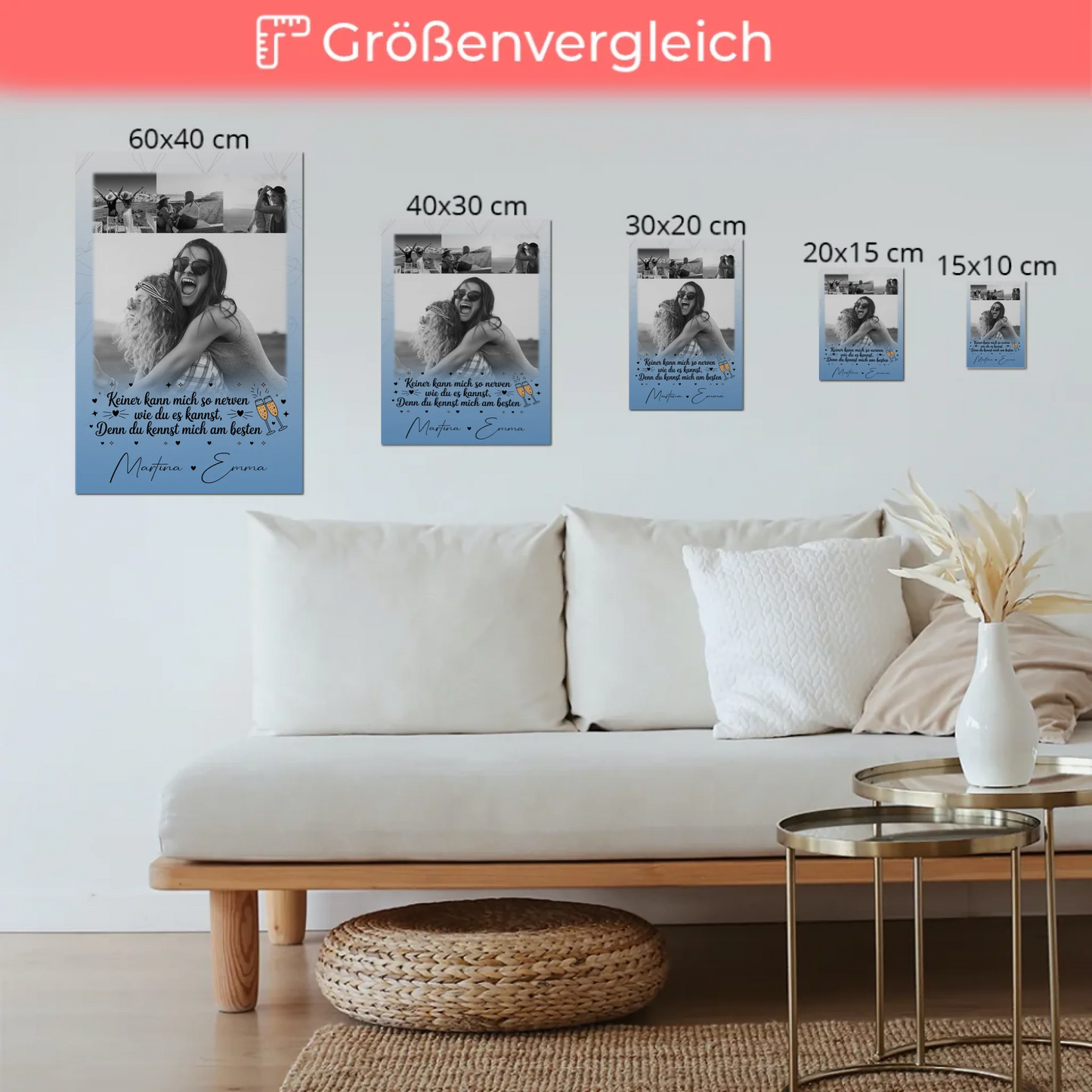 Freundinnen Bild Personalisiert Fotoboard 4 Fotos Keiner kann mich so nerven Geschenk