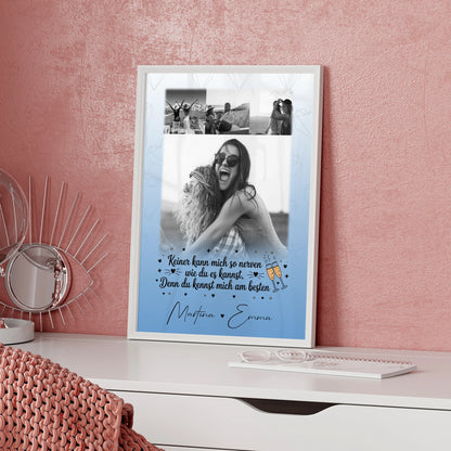 Personalisiertes Poster Freundinnen 4 Fotos Keiner kann mich so nerven