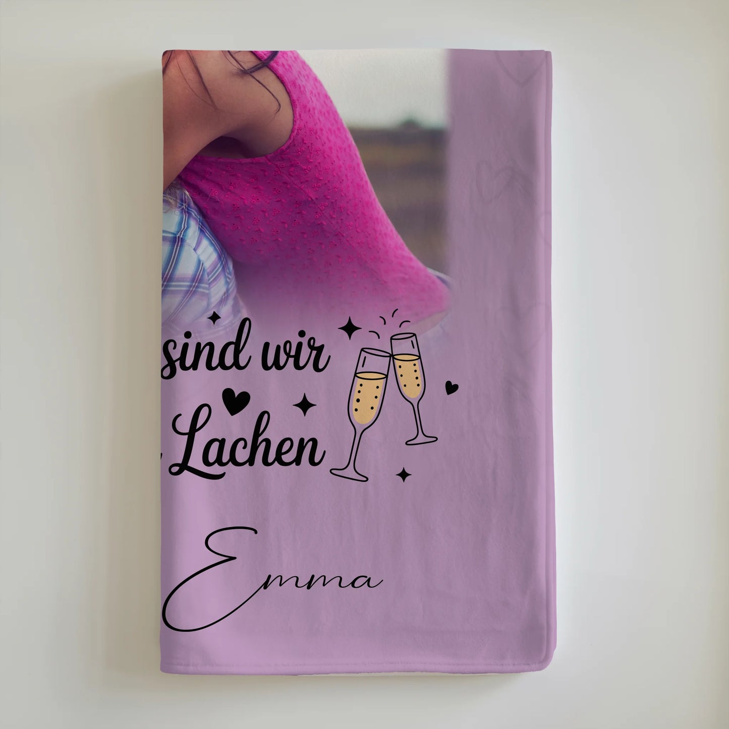 Decke Mit Namen 4 Fotos und 1 Kleines Herz Foto Sturm voller Lachen Personalisiertes Geschenk 6