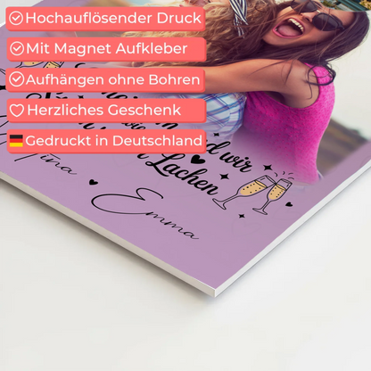 Freundinnen Bild Personalisiert Fotoboard mit 4 Fotos und Herz Sturm voller Lachen 4