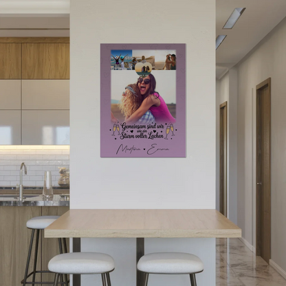 Freundinnen Bild Personalisiert Fotoboard mit 4 Fotos und Herz Sturm voller Lachen 8