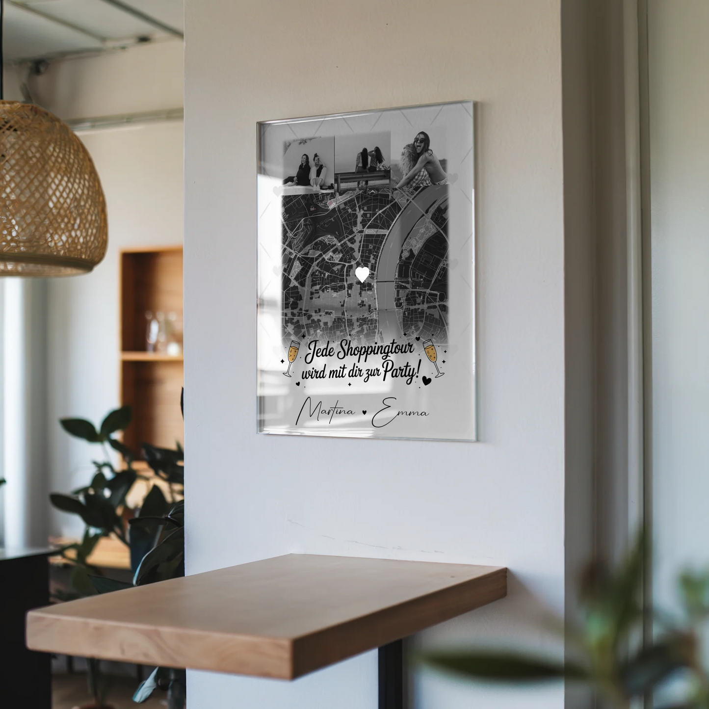 Freundinnen Bild Personalisiert mit 4 Fotos und Karte für Jede Shoppingtour Geschenk